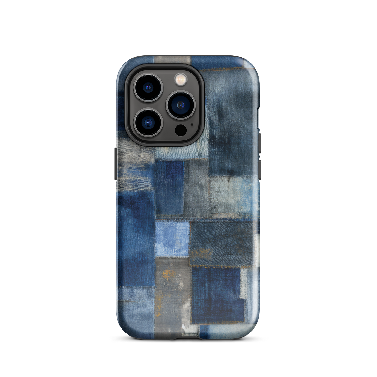 Indigo patchwork phone case | Textured blue design NZ