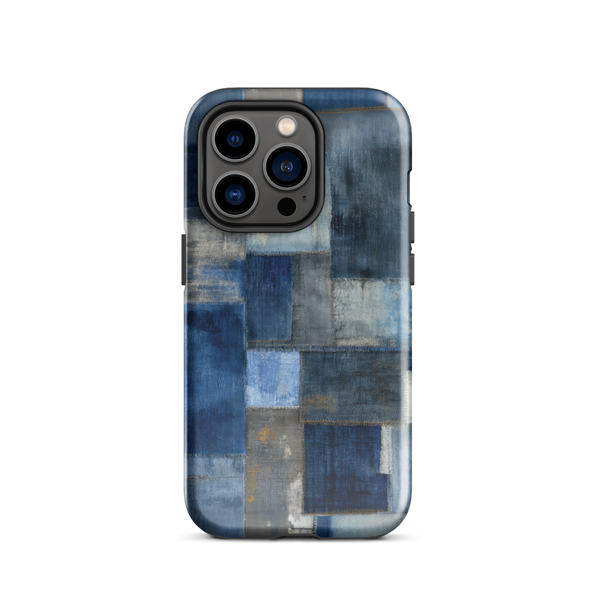 Indigo patchwork phone case | Textured blue design NZ