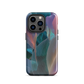 Abstract pastel botanical designer phone case in pink, lilac and teal tones with soft flowing floral textures