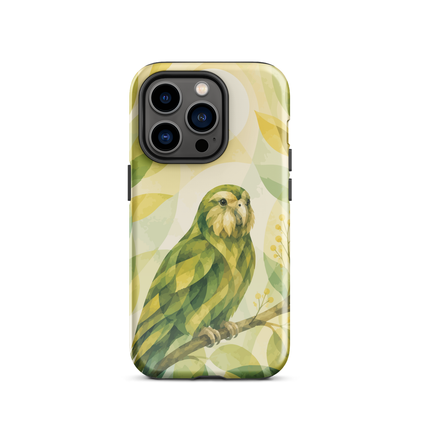 'Kākāpō' iPhone 14 Pro tough phone case - protective glossy case NZ Australia