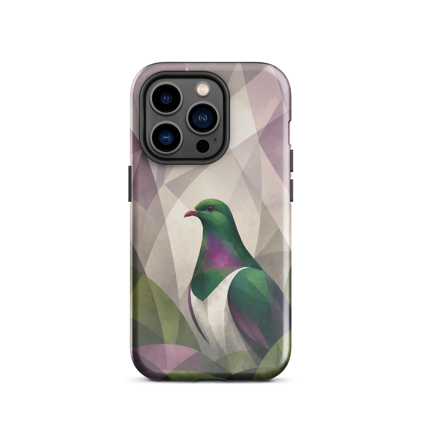 'Kererū' iPhone 14 Pro tough phone case - protective glossy case NZ Australia