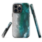 Ocean wave phone case with abstract beach design in teal and white, by NZ artist Ben Hart.