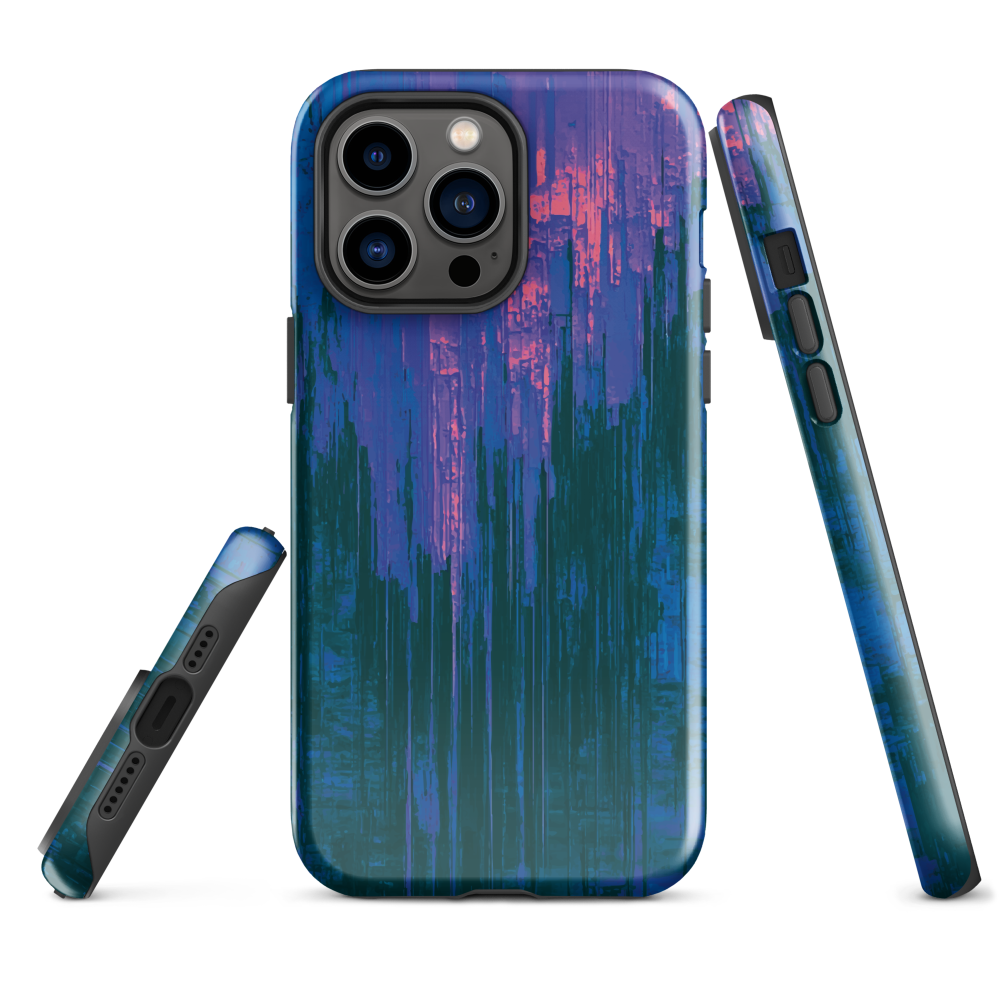 Digital Glitch iPhone case. This striking artwork features a dynamic distortion effect that mimics the visual chaos of a digital malfunction—glitchy lines, vibrant streaks, and pixel-like patterns merge into a futuristic aesthetic. It’s a perfect blend of modern design and edgy street style.