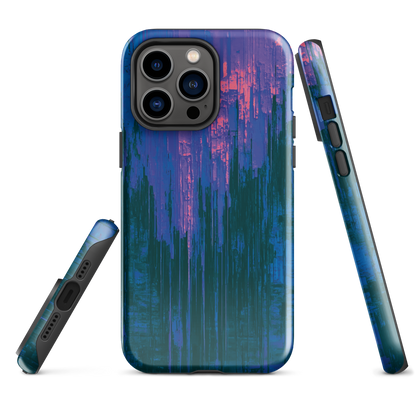 Digital Glitch iPhone case. This striking artwork features a dynamic distortion effect that mimics the visual chaos of a digital malfunction—glitchy lines, vibrant streaks, and pixel-like patterns merge into a futuristic aesthetic. It’s a perfect blend of modern design and edgy street style.