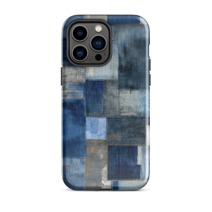 Indigo patchwork phone case | Textured blue design NZ