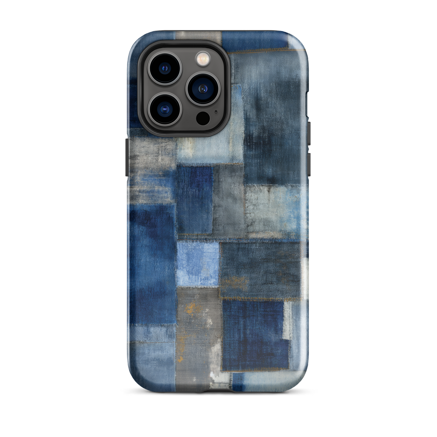Indigo patchwork phone case | Textured blue design NZ