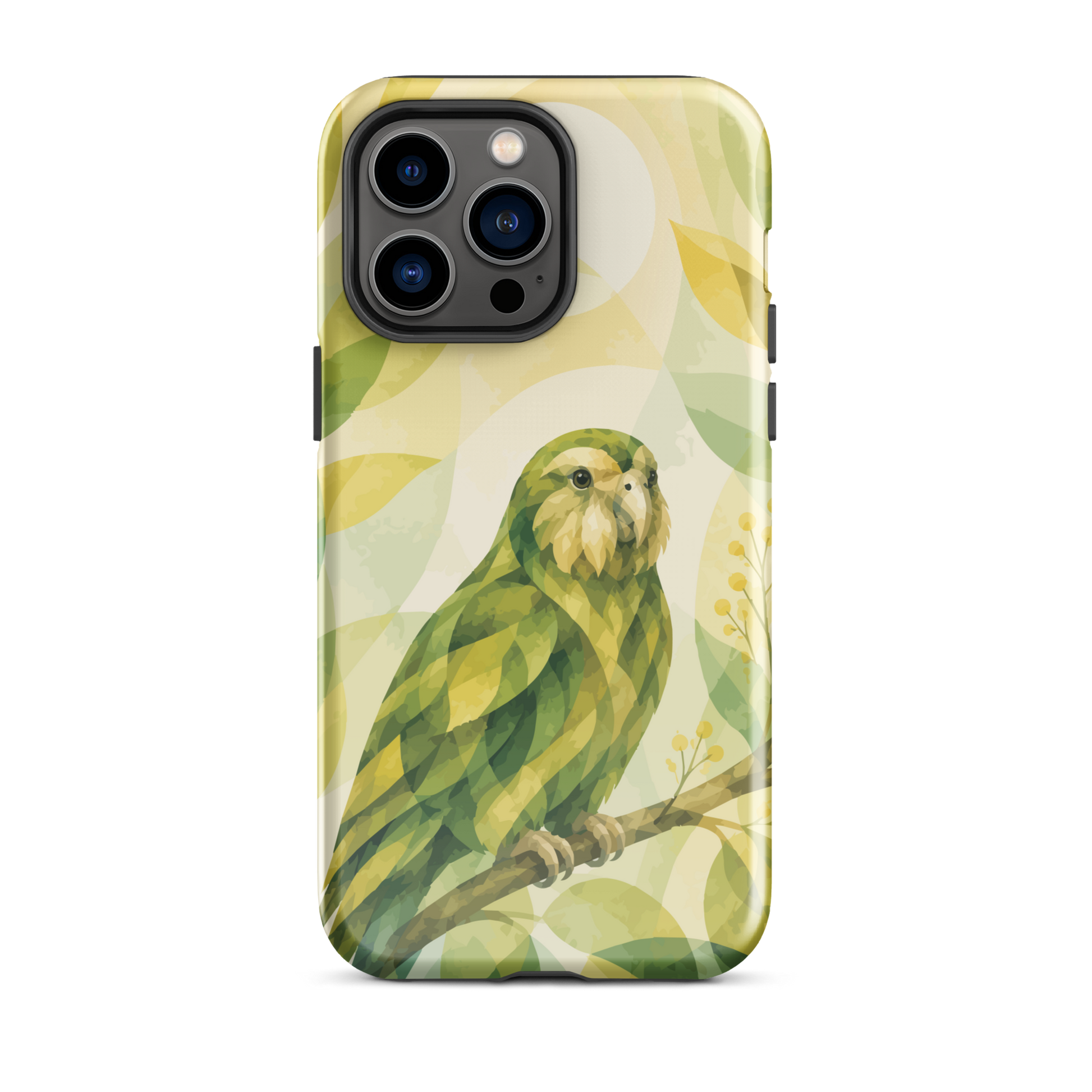 'Kākāpō' iPhone 14 Pro Max tough phone case - protective glossy case NZ Australia