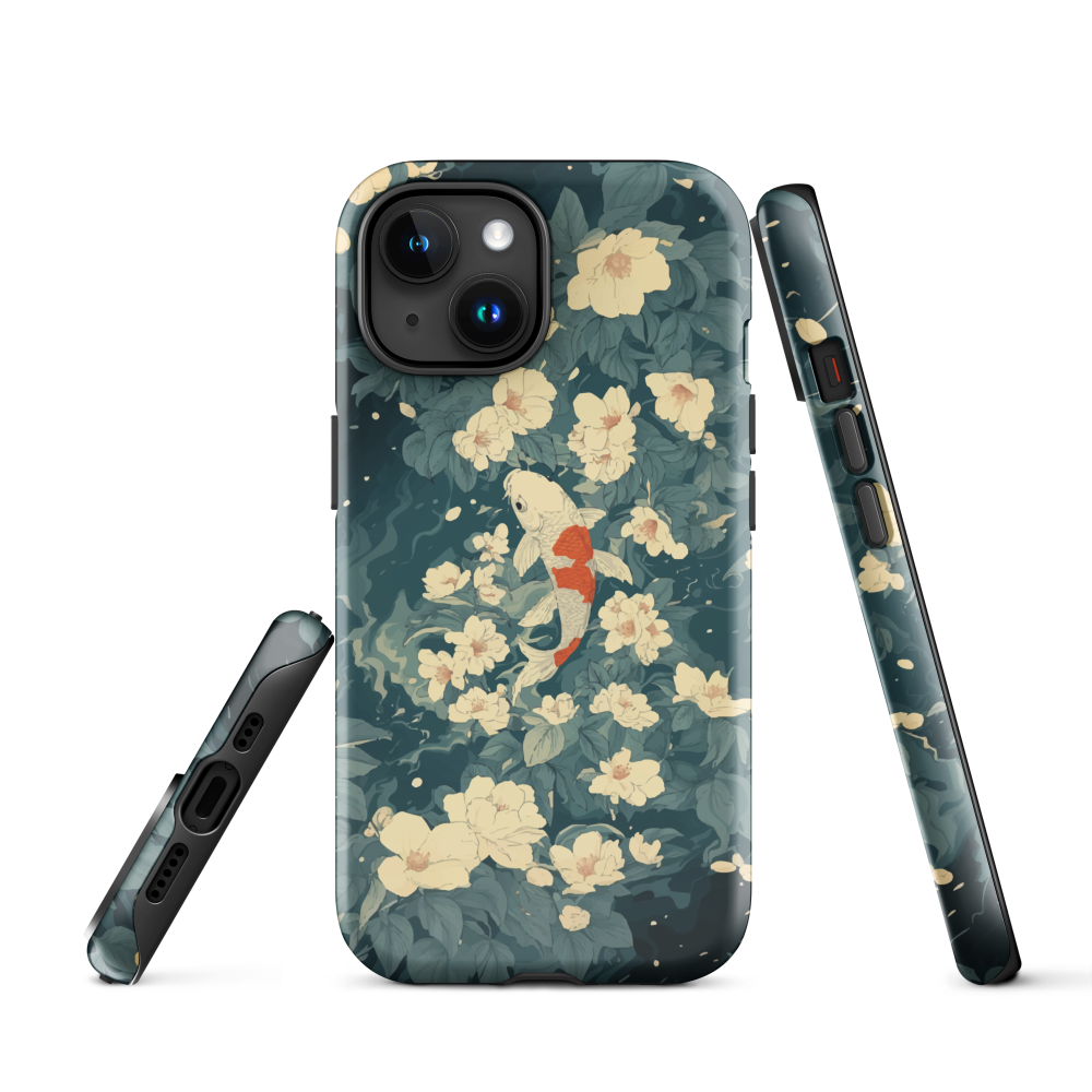 'Koi', a stunning phone case inspired by the graceful elegance of koi fish gliding through a peaceful pond.