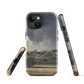 Designer phone case with NZ landscape painting of Te Hauke and cloudy skies by Ben Hart.