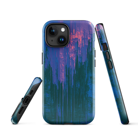 Digital Glitch iPhone case. This striking artwork features a dynamic distortion effect that mimics the visual chaos of a digital malfunction—glitchy lines, vibrant streaks, and pixel-like patterns merge into a futuristic aesthetic. It’s a perfect blend of modern design and edgy street style.