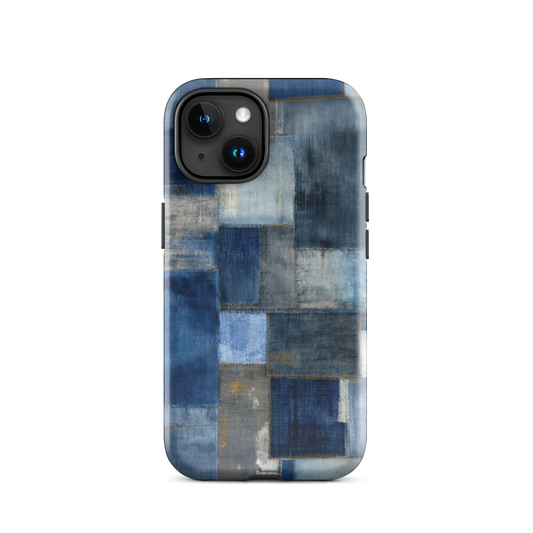 Indigo patchwork phone case | Textured blue design NZ