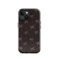 Midnight Bow seamless repeat pattern — pink hand-drawn ribbon bows and sparkle stars on a black background