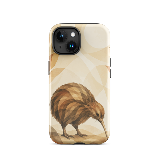 'Kiwi' iPhone 15 tough phone case - protective glossy case NZ Australia