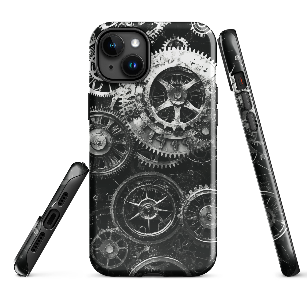 'Clockwork' iPhone phone case, a stunning fusion of gears, cogs, and vintage industrial charm. Inspired by the beauty of classic timepieces and steampunk aesthetics.