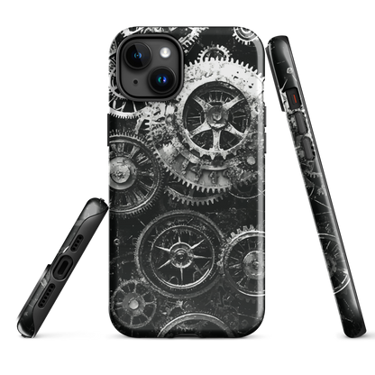 'Clockwork' iPhone phone case, a stunning fusion of gears, cogs, and vintage industrial charm. Inspired by the beauty of classic timepieces and steampunk aesthetics.