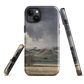 Designer phone case with NZ landscape painting of Te Hauke and cloudy skies by Ben Hart.