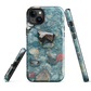 Washed Away designer phone case with abstract river stone artwork in earthy blues and natural tones.