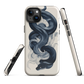 Phone case with black python and smoke design on cream background