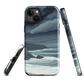 Phone case featuring moody Cape Kidnappers coastline with crashing waves and dark skies