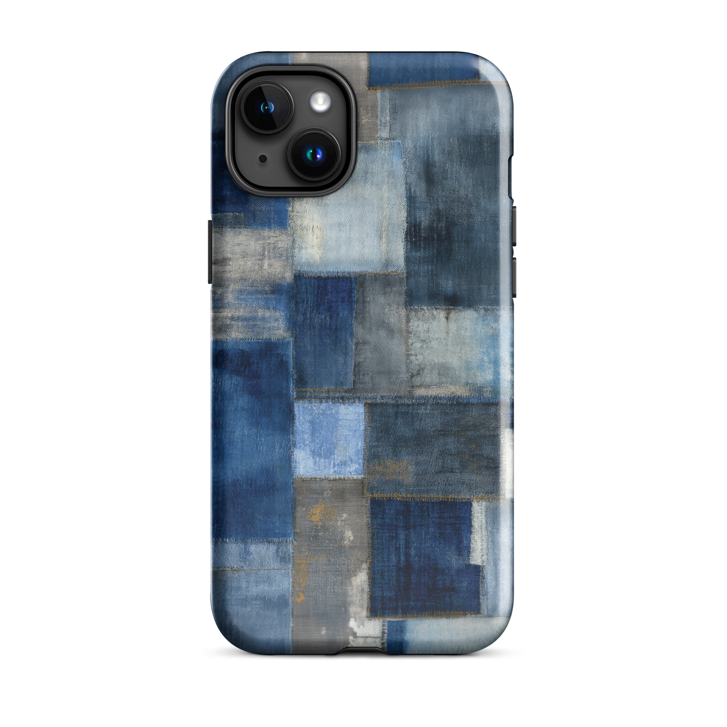 Indigo patchwork phone case | Textured blue design NZ