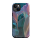 Abstract pastel botanical designer phone case in pink, lilac and teal tones with soft flowing floral textures