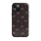 Midnight Bow seamless repeat pattern — pink hand-drawn ribbon bows and sparkle stars on a black background