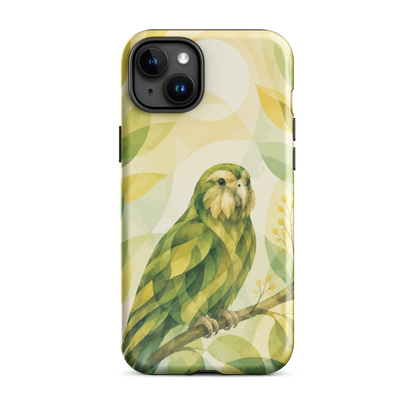 'Kākāpō' iPhone 15 Plus tough phone case - protective glossy case NZ Australia