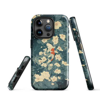 'Koi', a stunning phone case inspired by the graceful elegance of koi fish gliding through a peaceful pond.