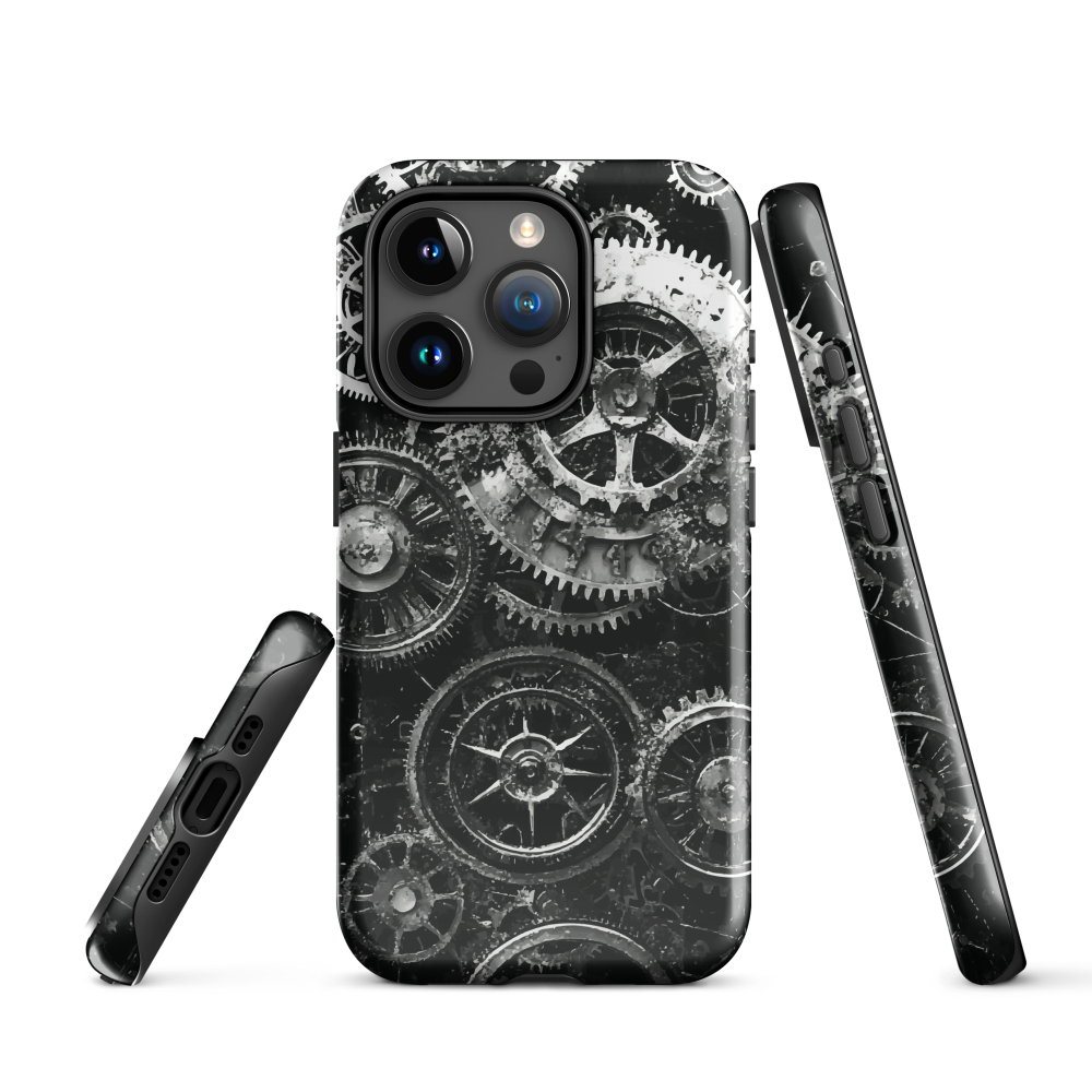 'Clockwork' iPhone phone case, a stunning fusion of gears, cogs, and vintage industrial charm. Inspired by the beauty of classic timepieces and steampunk aesthetics.