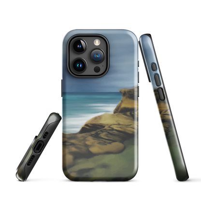 Castlepoint coastal phone case with cliffs, ocean and sky. New Zealand landscape art by designer Ben Hart.