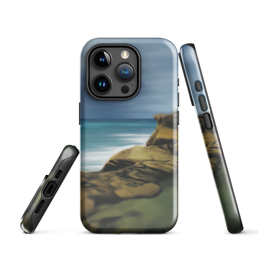 Castlepoint coastal phone case with cliffs, ocean and sky. New Zealand landscape art by designer Ben Hart.