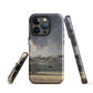 Designer phone case with NZ landscape painting of Te Hauke and cloudy skies by Ben Hart.