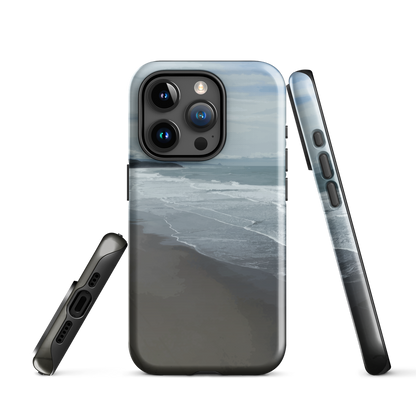 Phone case with a scenic photo of Riversdale Beach and ocean waves.