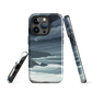 Phone case featuring moody Cape Kidnappers coastline with crashing waves and dark skies
