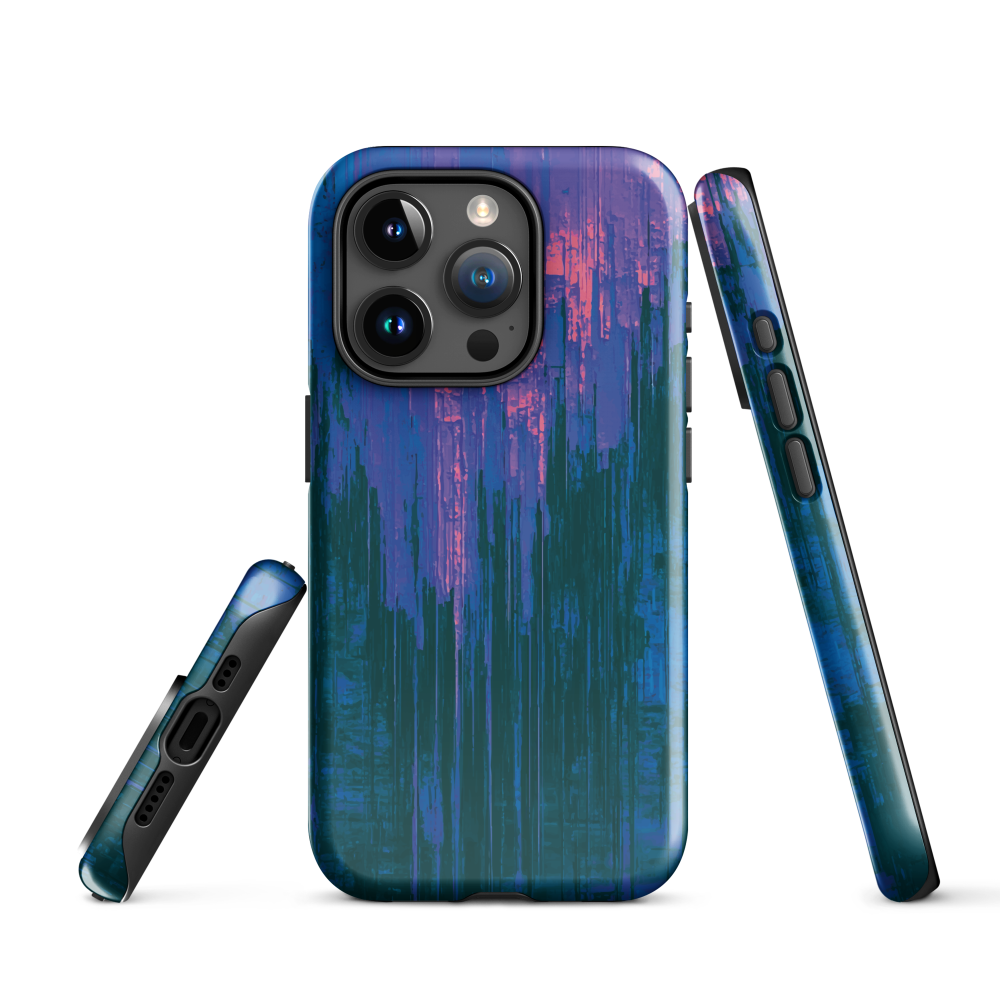 Digital Glitch iPhone case. This striking artwork features a dynamic distortion effect that mimics the visual chaos of a digital malfunction—glitchy lines, vibrant streaks, and pixel-like patterns merge into a futuristic aesthetic. It’s a perfect blend of modern design and edgy street style.