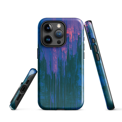 Digital Glitch iPhone case. This striking artwork features a dynamic distortion effect that mimics the visual chaos of a digital malfunction—glitchy lines, vibrant streaks, and pixel-like patterns merge into a futuristic aesthetic. It’s a perfect blend of modern design and edgy street style.