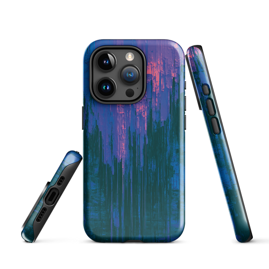 Digital Glitch iPhone case. This striking artwork features a dynamic distortion effect that mimics the visual chaos of a digital malfunction—glitchy lines, vibrant streaks, and pixel-like patterns merge into a futuristic aesthetic. It’s a perfect blend of modern design and edgy street style.