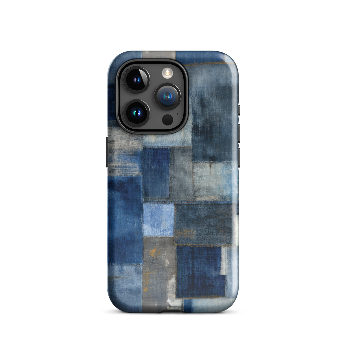 Indigo patchwork phone case | Textured blue design NZ