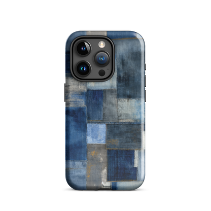 Indigo patchwork phone case | Textured blue design NZ