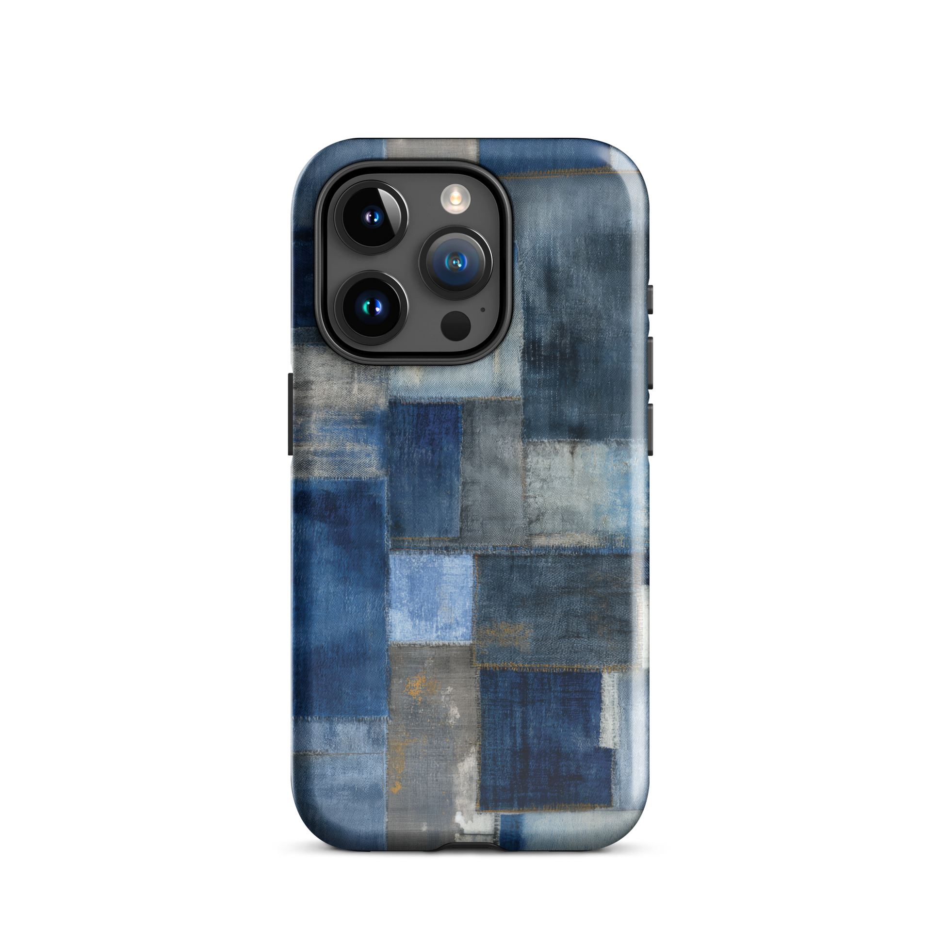 Indigo patchwork phone case | Textured blue design NZ