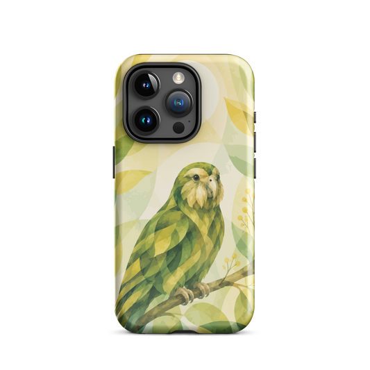 'Kākāpō' iPhone 15 Pro tough phone case - protective glossy case NZ Australia