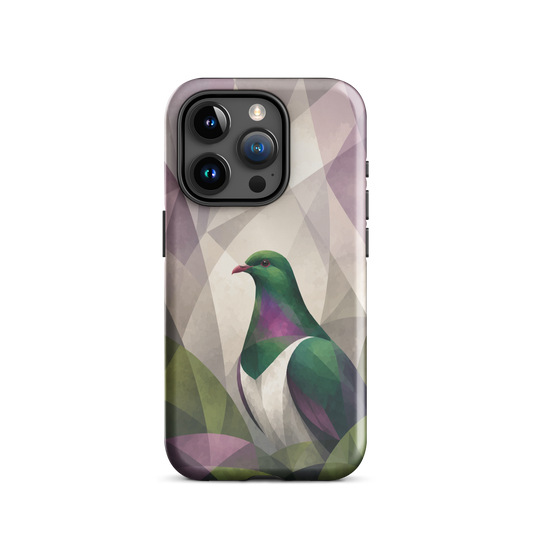 'Kererū' iPhone 15 Pro tough phone case - protective glossy case NZ Australia