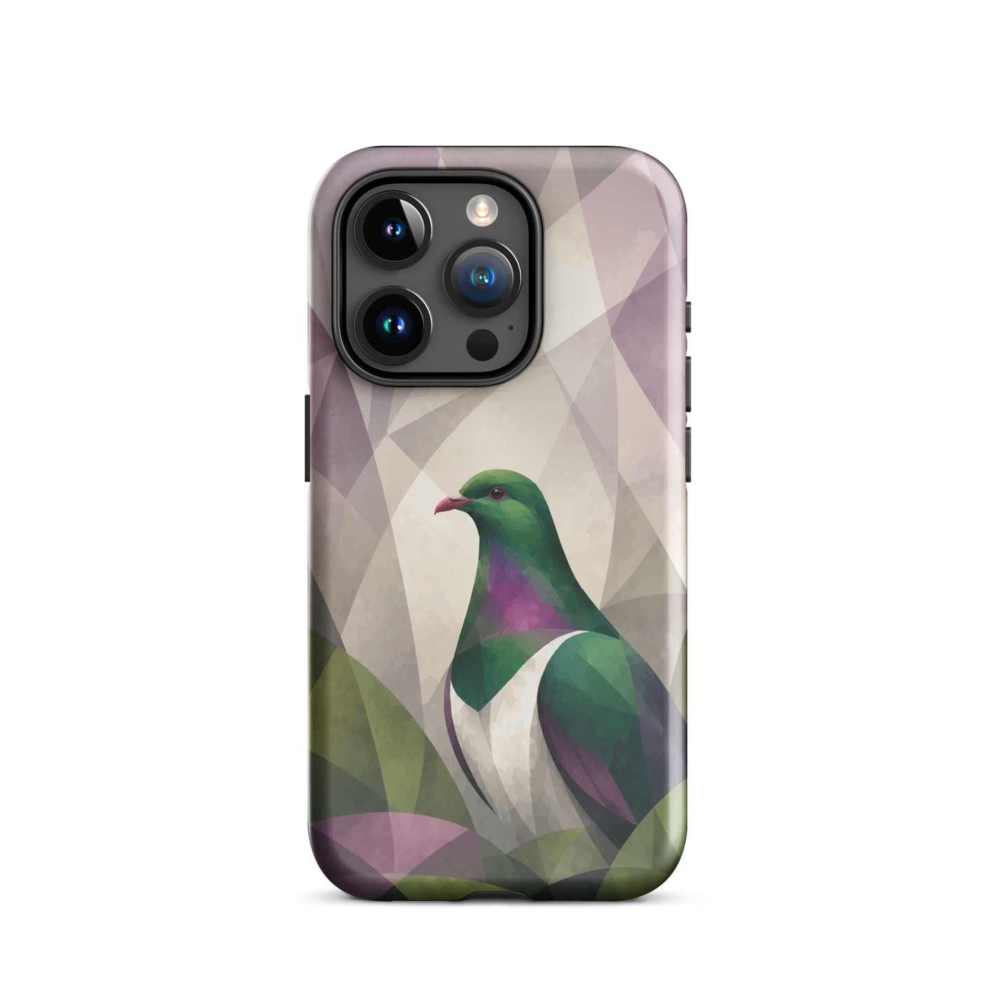'Kererū' iPhone 15 Pro tough phone case - protective glossy case NZ Australia