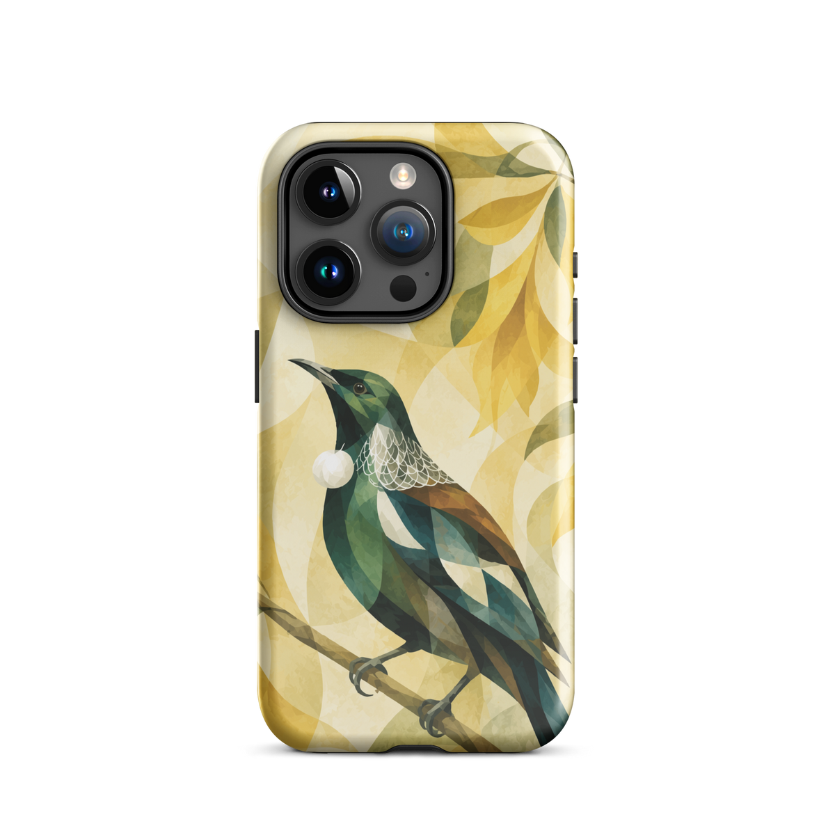 'Tūī' iPhone 15 Pro tough phone case - protective glossy case NZ Australia