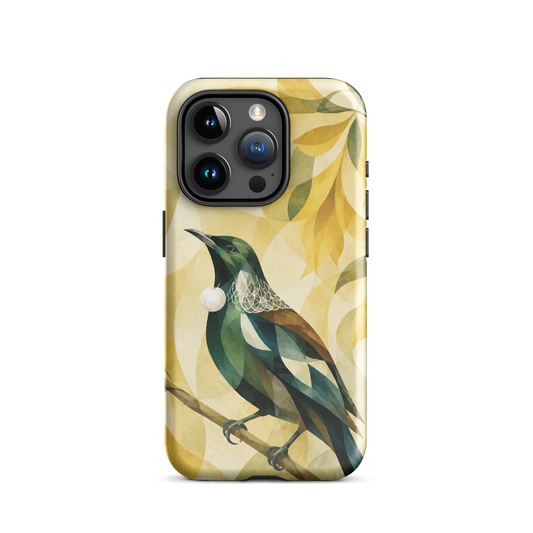 'Tūī' iPhone 15 Pro tough phone case - protective glossy case NZ Australia