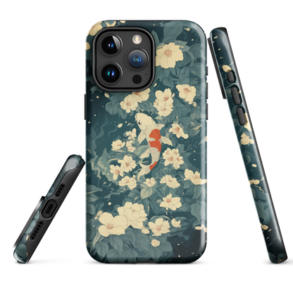 'Koi', a stunning phone case inspired by the graceful elegance of koi fish gliding through a peaceful pond.
