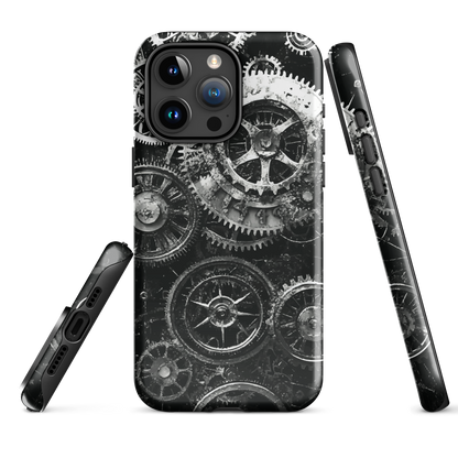 'Clockwork' iPhone phone case, a stunning fusion of gears, cogs, and vintage industrial charm. Inspired by the beauty of classic timepieces and steampunk aesthetics.