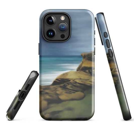 Castlepoint coastal phone case with cliffs, ocean and sky. New Zealand landscape art by designer Ben Hart.