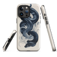 Phone case with black python and smoke design on cream background