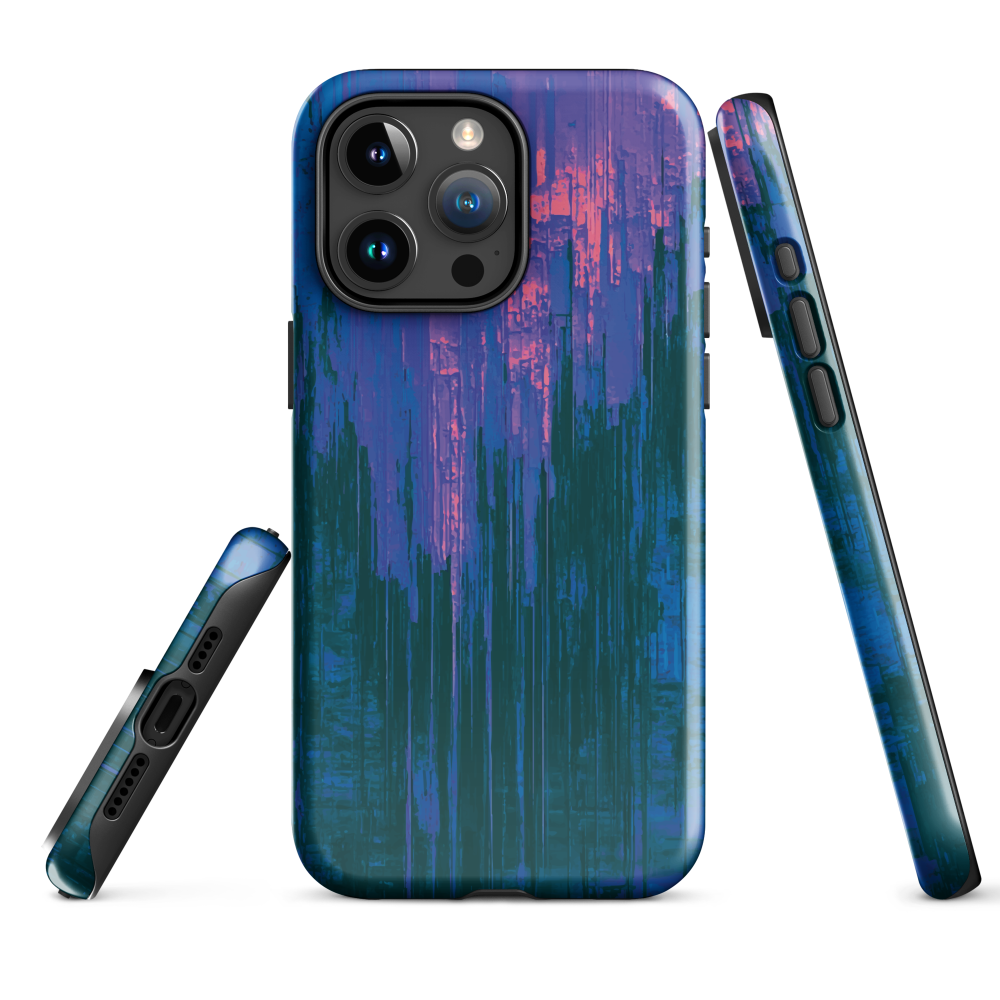 Digital Glitch iPhone case. This striking artwork features a dynamic distortion effect that mimics the visual chaos of a digital malfunction—glitchy lines, vibrant streaks, and pixel-like patterns merge into a futuristic aesthetic. It’s a perfect blend of modern design and edgy street style.